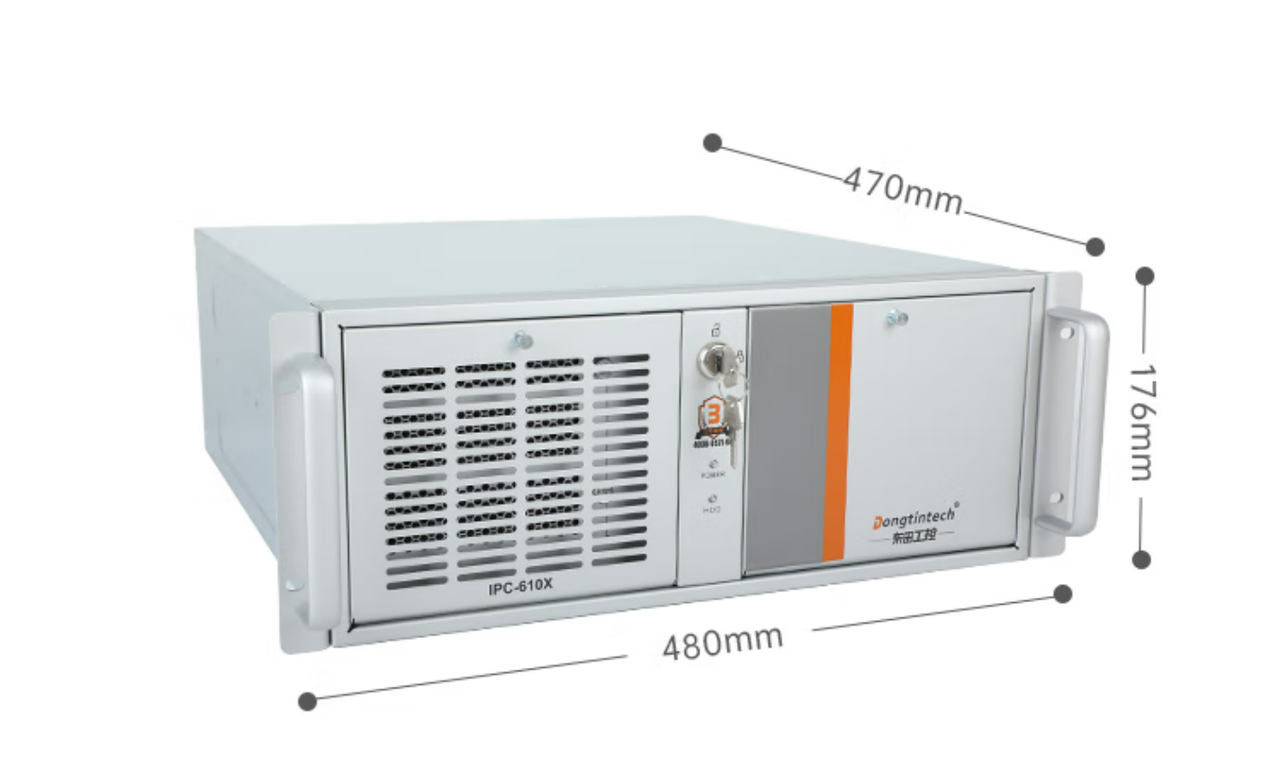 　這款機(jī)器采用了DT-610X機(jī)箱和DT-WR680MA主板。整體為銀灰色。采用了熱浸鍍鋅薄鋼板，防銹、耐候性強(qiáng)。并且它的防銹蝕性特別好，-般環(huán)境防蝕效果可達(dá)30-50年，熱浸鍍鋅薄鋼板外形美觀，加工容易。尺寸為430（481.6帶耳朵）*470*176mm（寬*深*高）,約重23kg，便于搬運(yùn)。